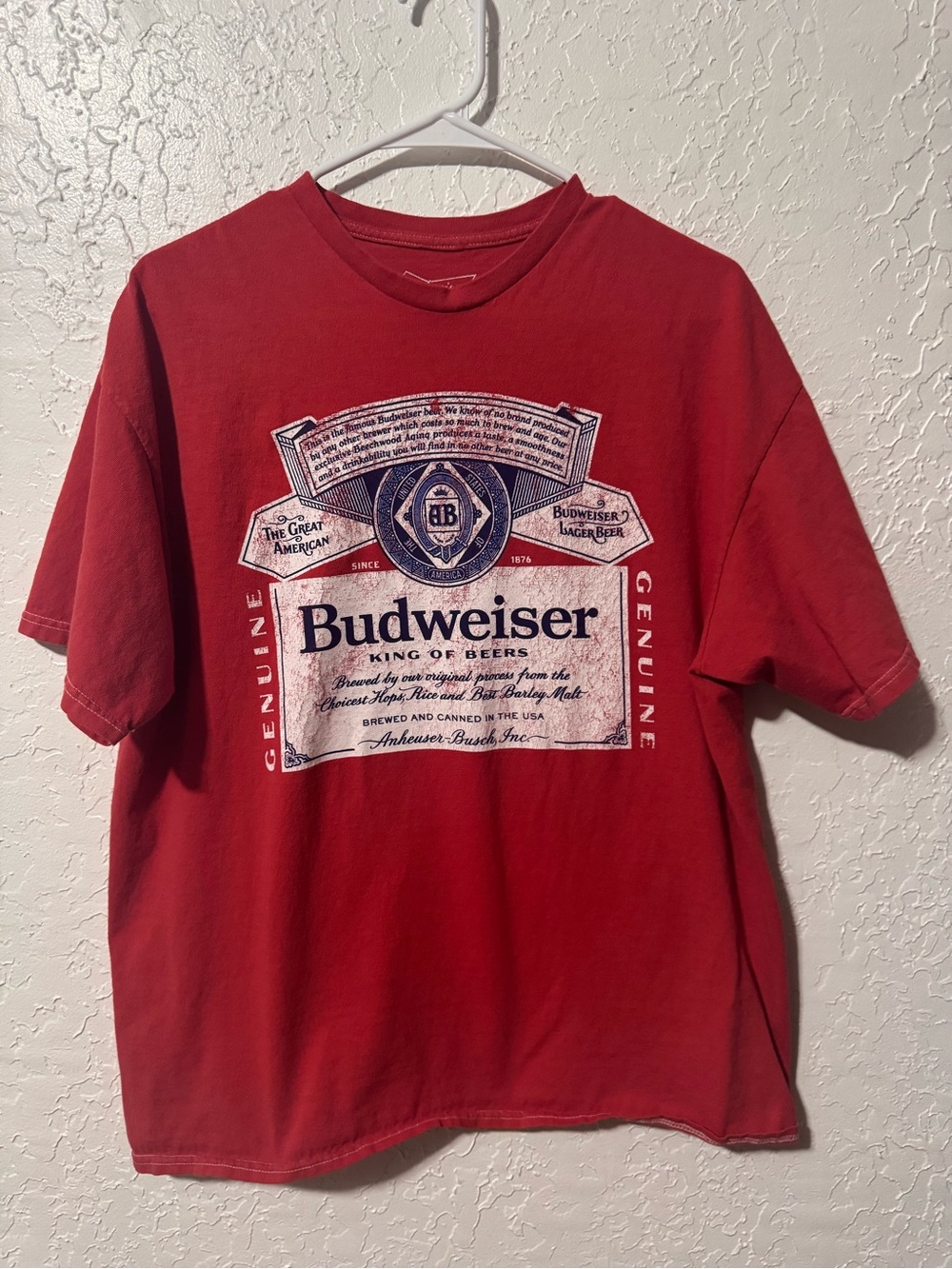 Budweiser Anhueser Busch Men’s Distressed Look Graphic T-Shirt